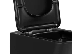 Vente-unique Hangend Toilet-Mat Zwarte Hang-Wc Van Keramiek Zonder Rand - Clemona