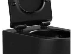 Vente-unique Hangend Toilet-Mat Zwarte Hang-Wc Van Keramiek Zonder Rand - Javoine