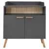 Vente-unique Babymeubel-Matsbaby Luiertafel 2 Deuren, 1 Open Vak Grijs.
