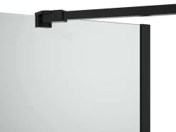 Shower & Design Badscherm-Matzwart Badscherm Met Handdoekhouder En Draaibare Retour - (70 + 30) X 140 Cm - Primael
