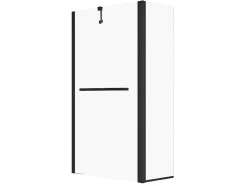 Shower & Design Badscherm-Matzwart Badscherm Met Handdoekhouder En Draaibare Retour - (70 + 30) X 140 Cm - Primael