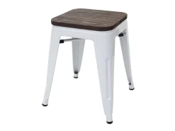 Vente-unique Kruk-Mcw-A73 Kruk (Set Van 4) Houten Zitting, Wit