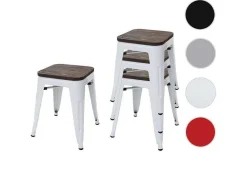 Vente-unique Kruk-Mcw-A73 Kruk (Set Van 4) Houten Zitting, Wit