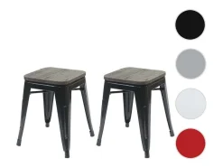 Vente-unique Kruk-Mcw-A73 Kruk (Set Van 2) Houten Zitting, Zwart