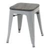 Vente-unique Kruk-Mcw-A73 Kruk (Set Van 6) Houten Zitting, Grijs