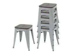 Vente-unique Kruk-Mcw-A73 Kruk (Set Van 6) Houten Zitting, Grijs