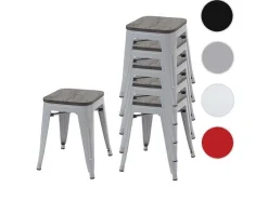 Vente-unique Kruk-Mcw-A73 Kruk (Set Van 6) Houten Zitting, Grijs