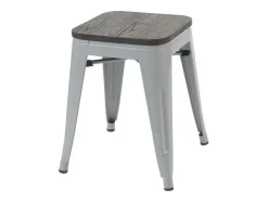 Vente-unique Kruk-Mcw-A73 Kruk (Set Van 2) Houten Zitting, Grijs