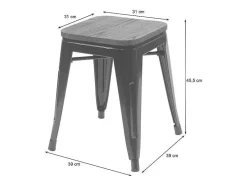 Vente-unique Kruk-Mcw-A73 Kruk (Set Van 2) Houten Zitting, Grijs