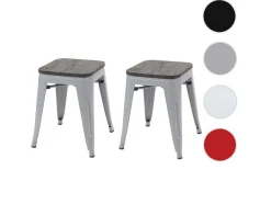 Vente-unique Kruk-Mcw-A73 Kruk (Set Van 2) Houten Zitting, Grijs