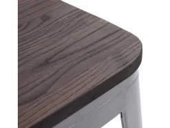 Vente-unique Kruk-Mcw-A73 Kruk (Set Van 2) Houten Zitting, Grijs