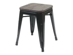 Vente-unique Kruk-Mcw-A73 Kruk (Set Van 6) Houten Zitting, Zwart