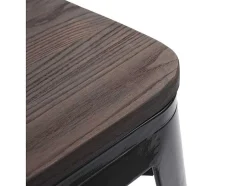 Vente-unique Kruk-Mcw-A73 Kruk (Set Van 6) Houten Zitting, Zwart