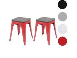 Vente-unique Kruk-Mcw-A73 Kruk (Set Van 2) Houten Zitting, Rood