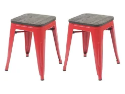 Vente-unique Kruk-Mcw-A73 Kruk (Set Van 2) Houten Zitting, Rood