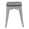 Vente-unique Kruk-Mcw-A73 Kruk (Set Van 4) Houten Zitting, Grijs