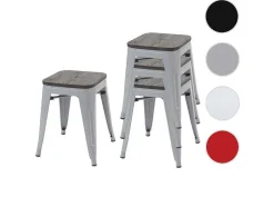 Vente-unique Kruk-Mcw-A73 Kruk (Set Van 4) Houten Zitting, Grijs