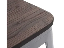 Vente-unique Kruk-Mcw-A73 Kruk (Set Van 4) Houten Zitting, Grijs