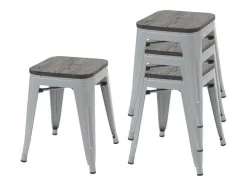 Vente-unique Kruk-Mcw-A73 Kruk (Set Van 4) Houten Zitting, Grijs