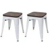 Vente-unique Kruk-Mcw-A73 Kruk (Set Van 2) Houten Zitting, Wit