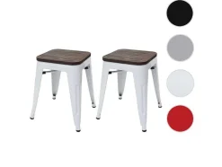 Vente-unique Kruk-Mcw-A73 Kruk (Set Van 2) Houten Zitting, Wit