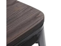 Vente-unique Kruk-Mcw-A73 Kruk (Set Van 4) Houten Zitting, Zwart