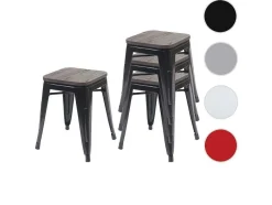 Vente-unique Kruk-Mcw-A73 Kruk (Set Van 4) Houten Zitting, Zwart