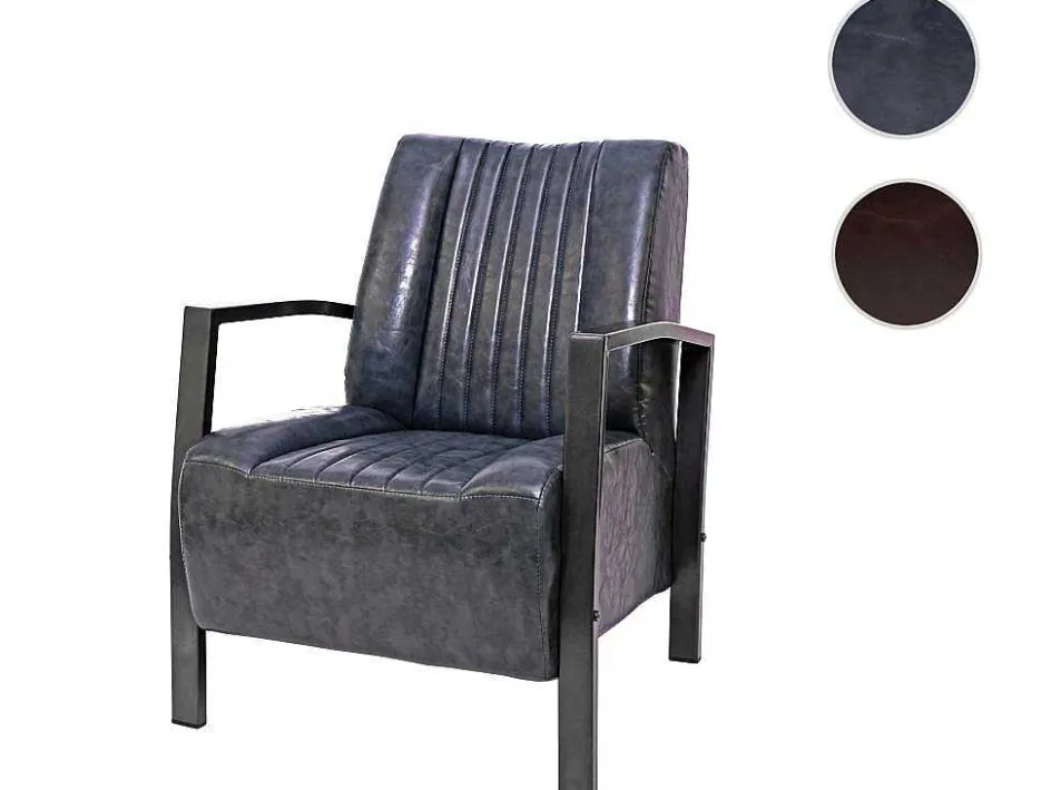 Vente-unique Fauteuil Met Holle Rugleuning-Mcw-H10 Fauteuil, Vintage Grijs