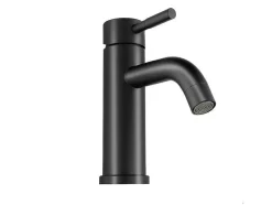 Shower & Design Kraan-Mechanische Mengkraan Met Ronde Vorm Van Geborsteld Roestvrij Staal - Mat Zwart - H17 Cm - Salavan
