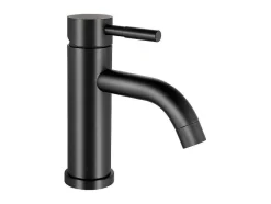 Shower & Design Kraan-Mechanische Mengkraan Met Ronde Vorm Van Geborsteld Roestvrij Staal - Mat Zwart - H17 Cm - Salavan
