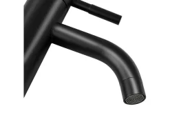 Shower & Design Kraan-Mechanische Mengkraan Met Ronde Vorm Van Geborsteld Roestvrij Staal - Mat Zwart - H17 Cm - Salavan