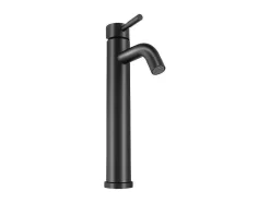 Shower & Design Kraan-Mechanische Mengkraan Met Ronde Vorm Van Geborsteld Roestvrij Staal - Mat Zwart - H29.6 Cm - Salavan