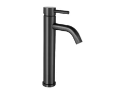 Shower & Design Kraan-Mechanische Mengkraan Met Ronde Vorm Van Geborsteld Roestvrij Staal - Mat Zwart - H29.6 Cm - Salavan