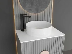 Shower & Design Kraan-Mechanische Mengkraan Met Vierkante Vorm Van Geborsteld Roestvrij Staal - Mat Zwart, H31 Cm - Canilas