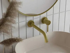 Shower & Design Kraan-Mechanische Mengkraan Voor Inbouw Met Afgerond Uiteinde - Goudkleurig Met Satijnglans - Lozoya