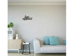 EPIKASA Decoratieve Wandplaat-Metalen Decoratie Bon Appetit, Zwart, 50X1,5X30 Cm,