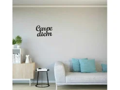EPIKASA Decoratieve Wandplaat-Metalen Decoratie Carpediem, Zwart, 50X1,5X38 Cm,