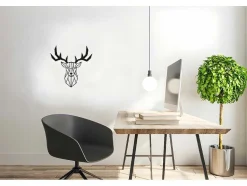 EPIKASA Decoratieve Wandplaat-Metalen Decoratie Herten 3, Zwart, 51X1,5X51 Cm,