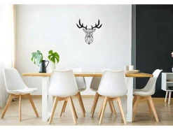 EPIKASA Decoratieve Wandplaat-Metalen Decoratie Herten 3, Zwart, 51X1,5X51 Cm,