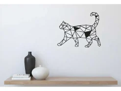 EPIKASA Decoratieve Wandplaat-Metalen Decoratie Katten 2, Zwart, 46X1,5X37 Cm,