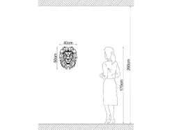 EPIKASA Decoratieve Wandplaat-Metalen Decoratie Leeuw 4, Zwart, 40X1,5X50 Cm,