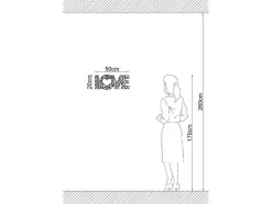 EPIKASA Decoratieve Wandplaat-Metalen Decoratie Love 8, Zwart, 50X1,5X20 Cm,