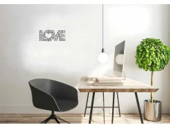 EPIKASA Decoratieve Wandplaat-Metalen Decoratie Love 8, Zwart, 50X1,5X20 Cm,