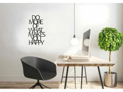 EPIKASA Decoratieve Wandplaat-Metalen Decoratie Makes You Happy 1, Zwart, 41X1,5X70 Cm,