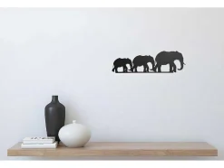 EPIKASA Decoratieve Wandplaat-Metalen Decoratie Olifant 4, Zwart, 50X1,5X15 Cm,