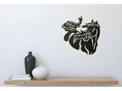 EPIKASA Decoratieve Wandplaat-Metalen Decoratie Paard 2, Zwart, 50X1,5X50 Cm,