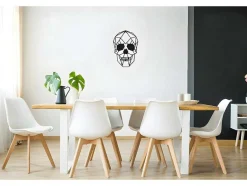 EPIKASA Decoratieve Wandplaat-Metalen Decoratie Schedel 1, Zwart, 35X1,5X50 Cm,