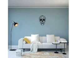 EPIKASA Decoratieve Wandplaat-Metalen Decoratie Schedel 1, Zwart, 35X1,5X50 Cm,