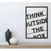 EPIKASA Decoratieve Wandplaat-Metalen Decoratie Think Outside The Box 2, Zwart, 50X1,5X70 Cm,