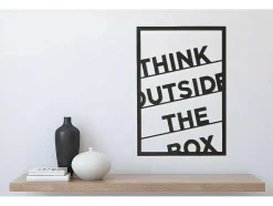 EPIKASA Decoratieve Wandplaat-Metalen Decoratie Think Outside The Box 2, Zwart, 50X1,5X70 Cm,